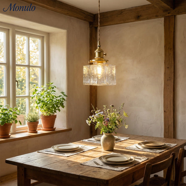Lucien Modern Ribbed Glass Pendant Light for Dining Room & Kitchen