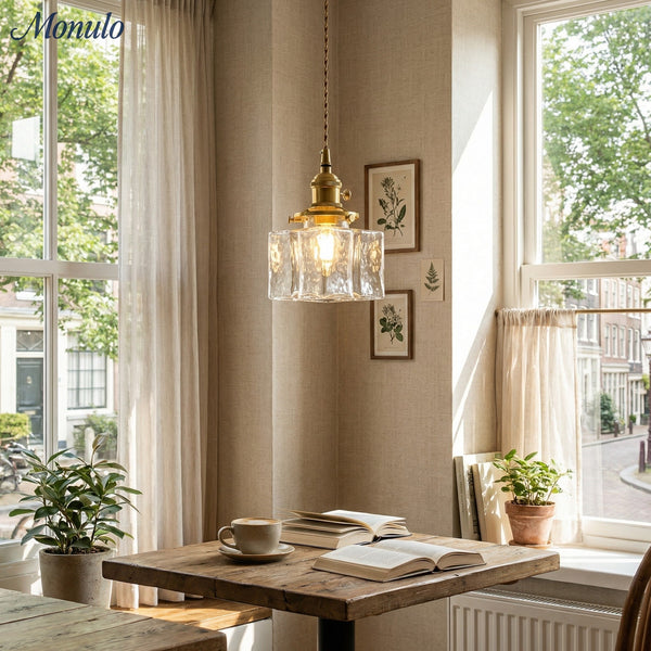 Lucien Modern Ribbed Glass Pendant Light for Dining Room & Kitchen