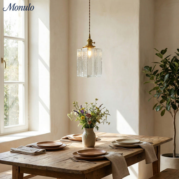 Lucien Modern Ribbed Glass Pendant Light for Dining Room & Kitchen