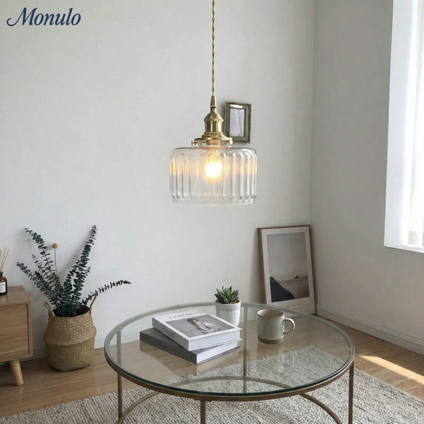 Aster Modern Ribbed Glass Pendant Light for Kitchen Island & Dining