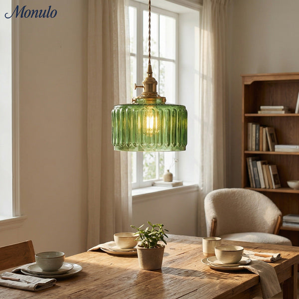 Aster Modern Ribbed Glass Pendant Light for Kitchen Island & Dining