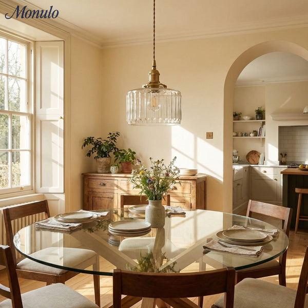 Aster Modern Ribbed Glass Pendant Light for Kitchen Island & Dining