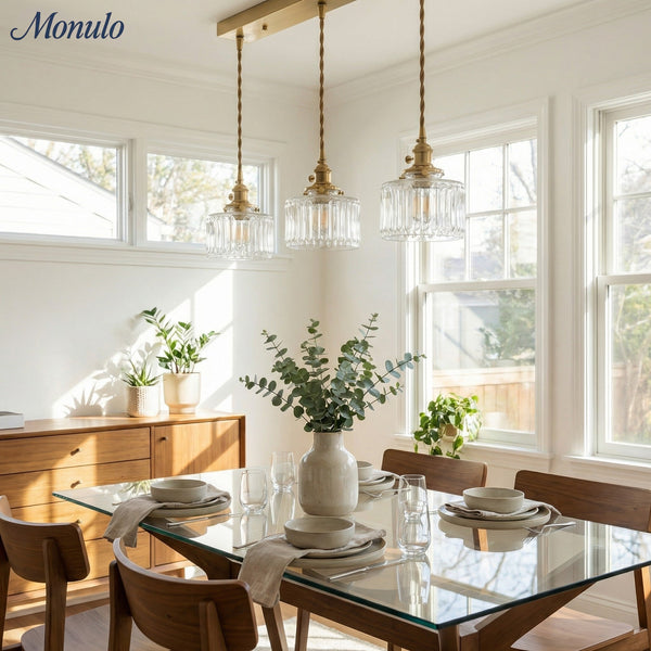 Aster Modern Ribbed Glass Pendant Light for Kitchen Island & Dining