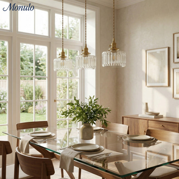 Aster Modern Ribbed Glass Pendant Light for Kitchen Island & Dining
