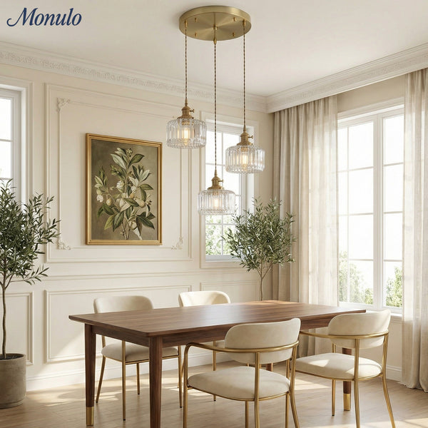Aster Modern Ribbed Glass Pendant Light for Kitchen Island & Dining