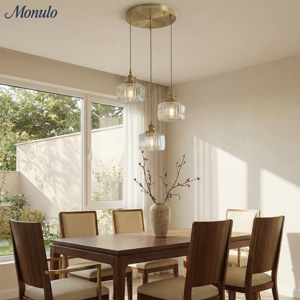 Aster Modern Ribbed Glass Pendant Light for Kitchen Island & Dining