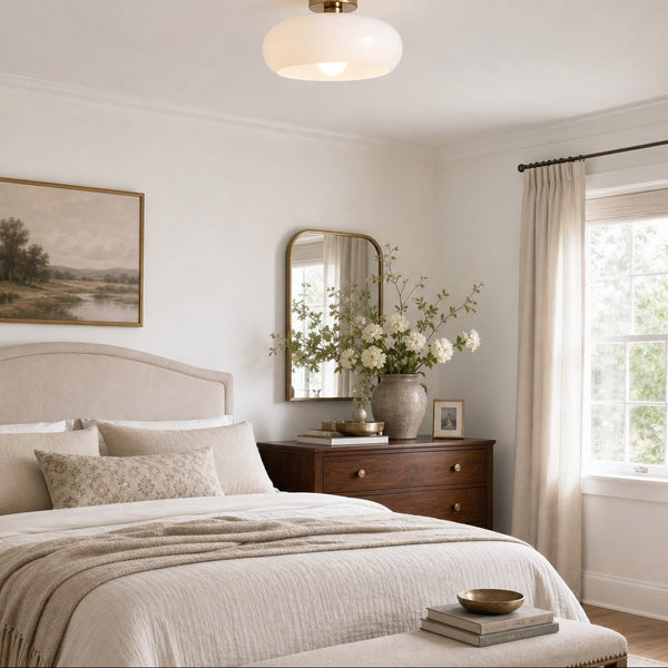 Soren Modern Glass Flush Mount Ceiling Light for Bedroom & Hallway