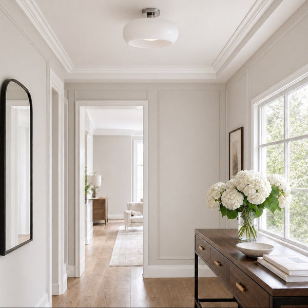 Soren Modern Glass Flush Mount Ceiling Light for Bedroom & Hallway