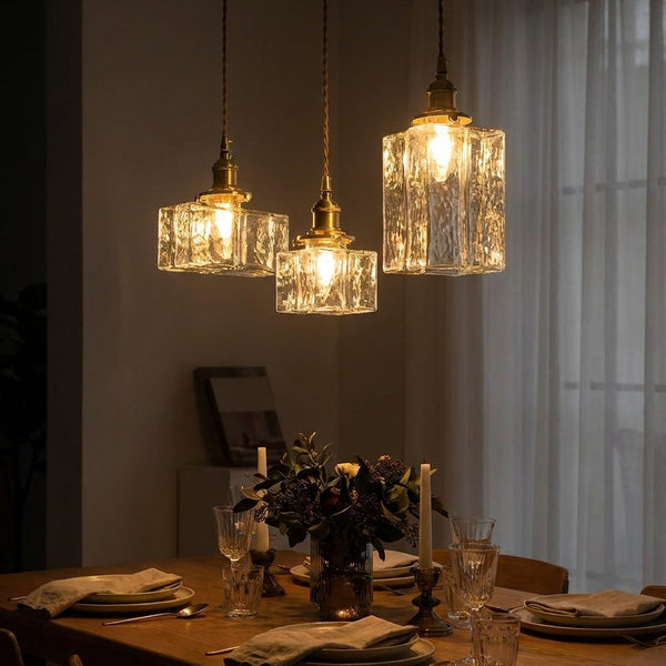 Lucien Modern Ribbed Glass Pendant Light for Dining Room & Kitchen