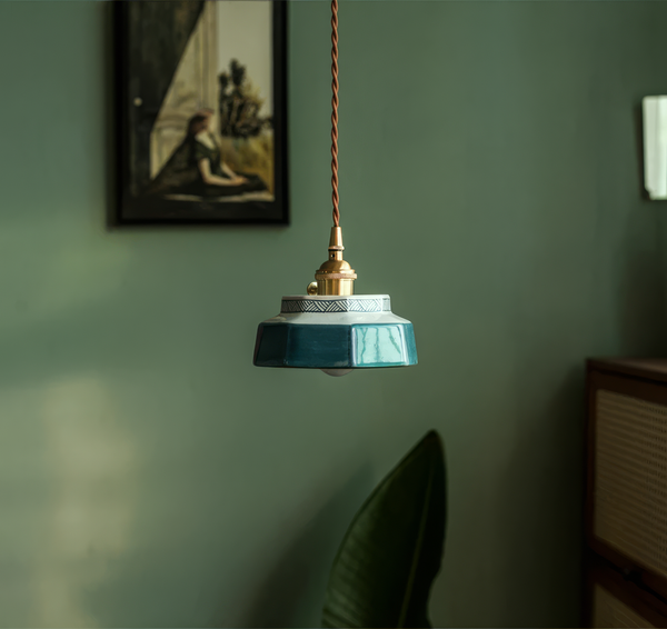Elise Modern Hand-Painted Ceramic Pendant Light for Kitchen & Dining