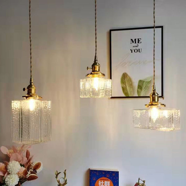 Lucien Modern Ribbed Glass Pendant Light for Dining Room & Kitchen