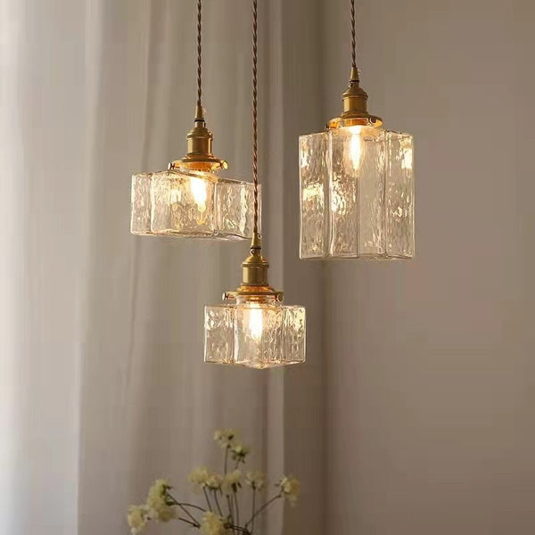 Lucien Modern Ribbed Glass Pendant Light for Dining Room & Kitchen