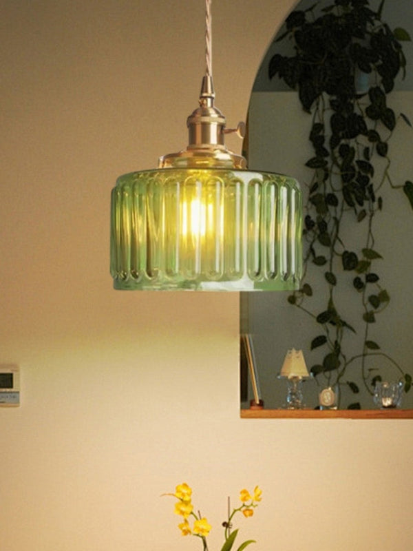 Aster Modern Ribbed Glass Pendant Light for Kitchen Island & Dining