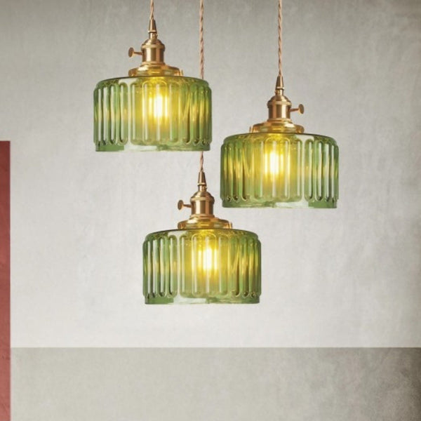 Aster Modern Ribbed Glass Pendant Light for Kitchen Island & Dining