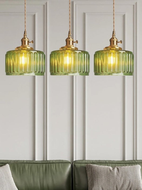 Aster Modern Ribbed Glass Pendant Light for Kitchen Island & Dining