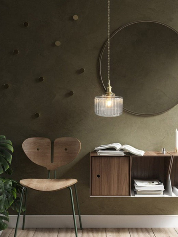 Aster Modern Ribbed Glass Pendant Light for Kitchen Island & Dining