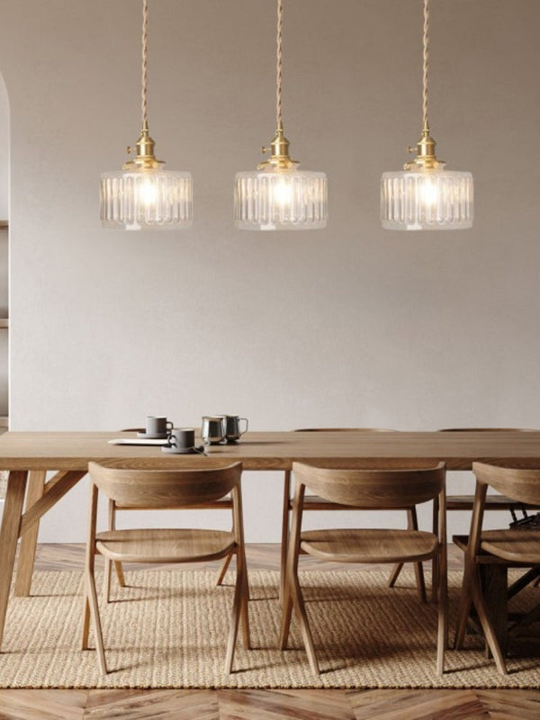 Aster Modern Ribbed Glass Pendant Light for Kitchen Island & Dining