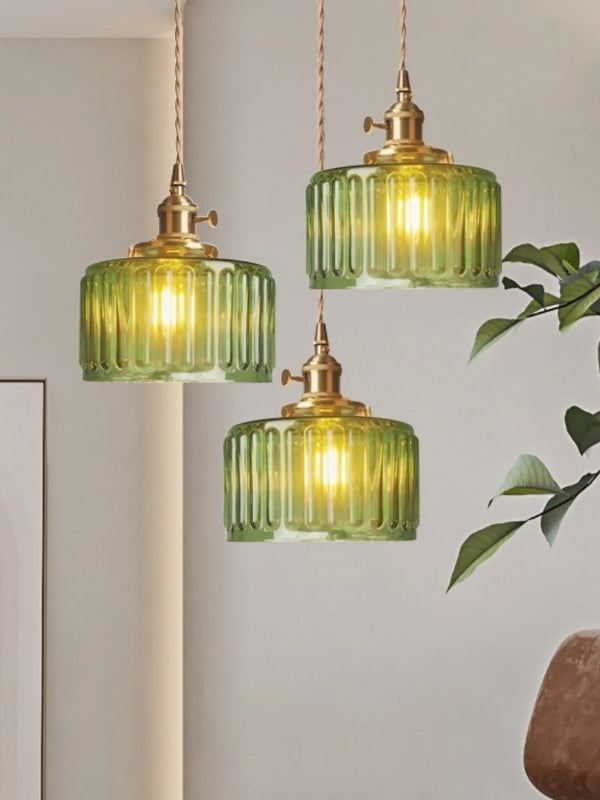 Aster Modern Ribbed Glass Pendant Light for Kitchen Island & Dining