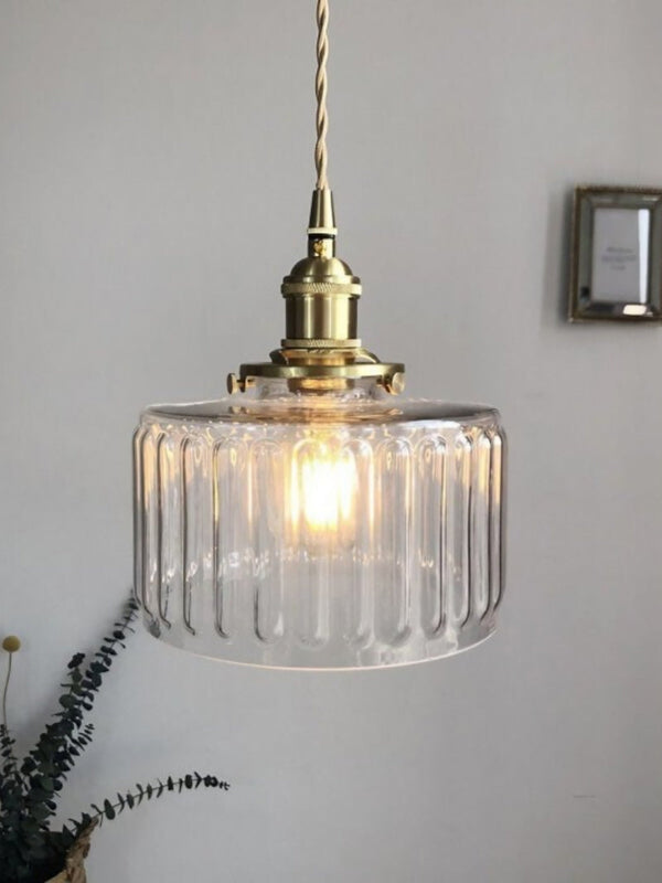 Aster Modern Ribbed Glass Pendant Light for Kitchen Island & Dining