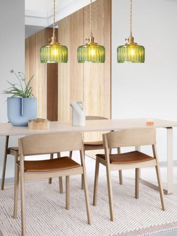 Aster Modern Ribbed Glass Pendant Light for Kitchen Island & Dining