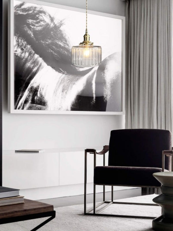 Aster Modern Ribbed Glass Pendant Light for Kitchen Island & Dining