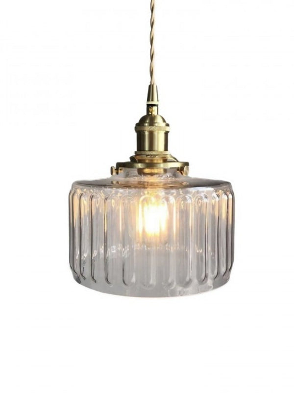 Aster Modern Ribbed Glass Pendant Light for Kitchen Island & Dining