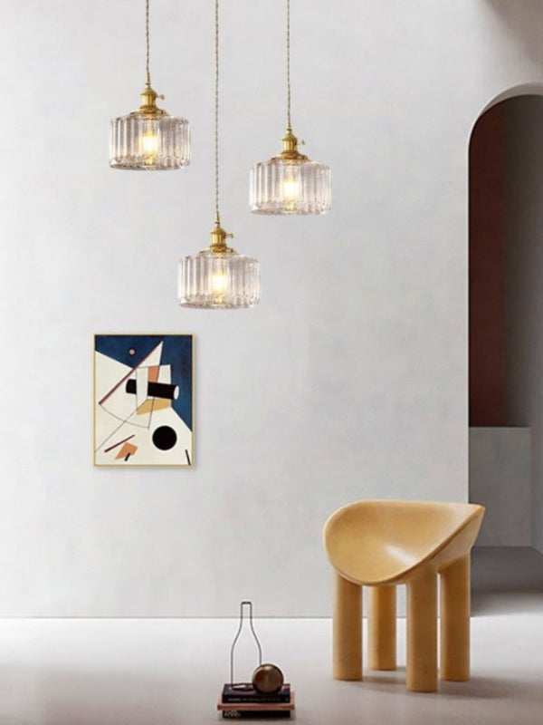Aster Modern Ribbed Glass Pendant Light for Kitchen Island & Dining