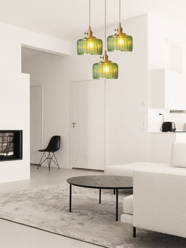 Aster Modern Ribbed Glass Pendant Light for Kitchen Island & Dining
