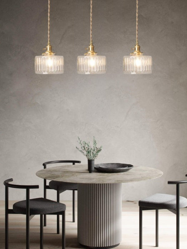 Aster Modern Ribbed Glass Pendant Light for Kitchen Island & Dining