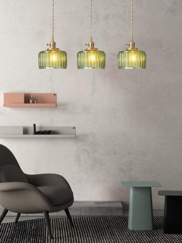 Aster Modern Ribbed Glass Pendant Light for Kitchen Island & Dining