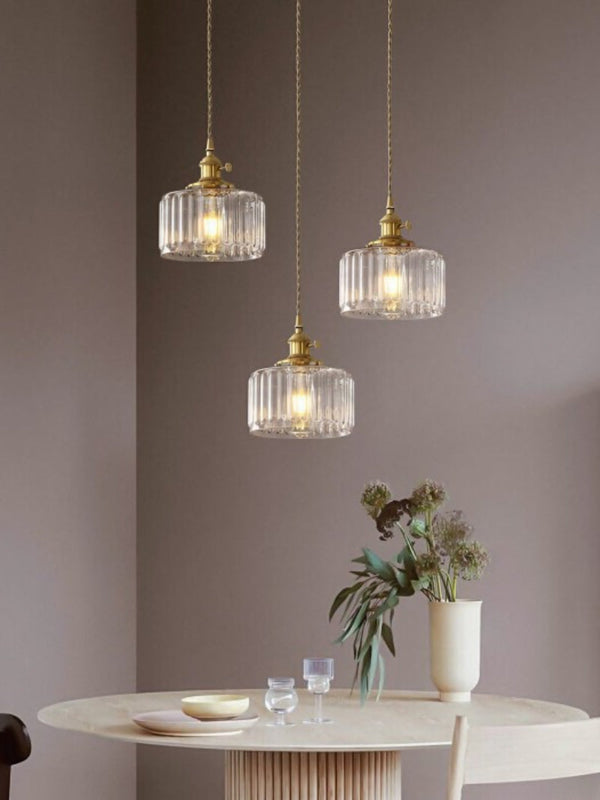 Aster Modern Ribbed Glass Pendant Light for Kitchen Island & Dining