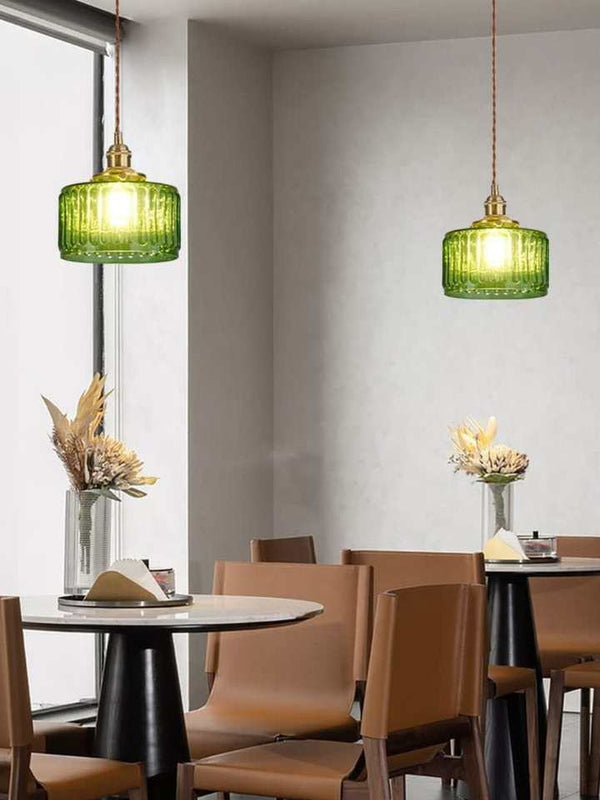 Aster Modern Ribbed Glass Pendant Light for Kitchen Island & Dining