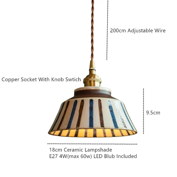 Emilia Modern Hand-Painted Ceramic Pendant Light for Kitchen & Dining