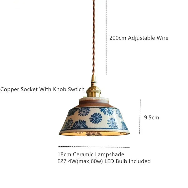 Emilia Modern Hand-Painted Ceramic Pendant Light for Kitchen & Dining