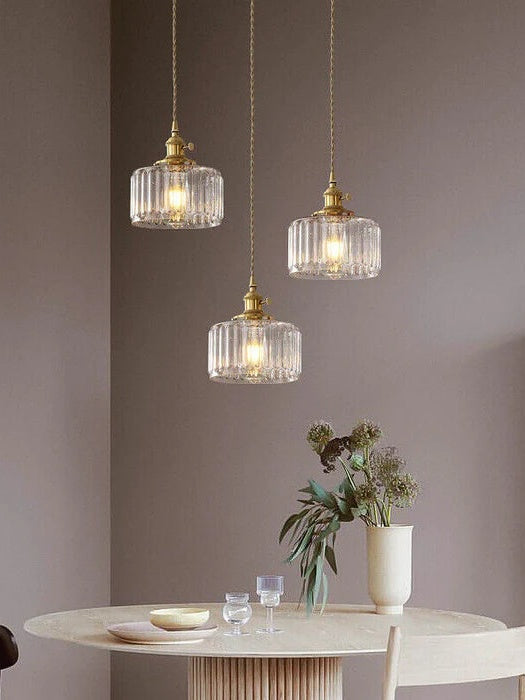 Aster Modern Ribbed Glass Pendant Light for Kitchen Island & Dining