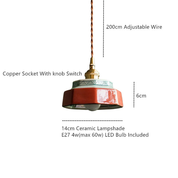 Elise Modern Hand-Painted Ceramic Pendant Light for Kitchen & Dining