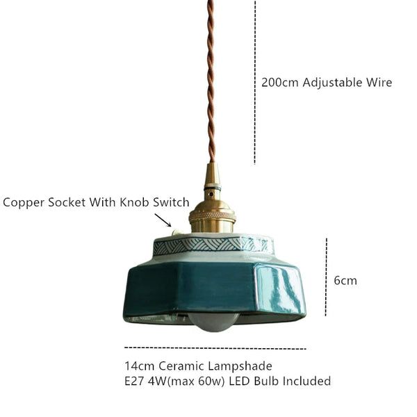 Elise Modern Hand-Painted Ceramic Pendant Light for Kitchen & Dining