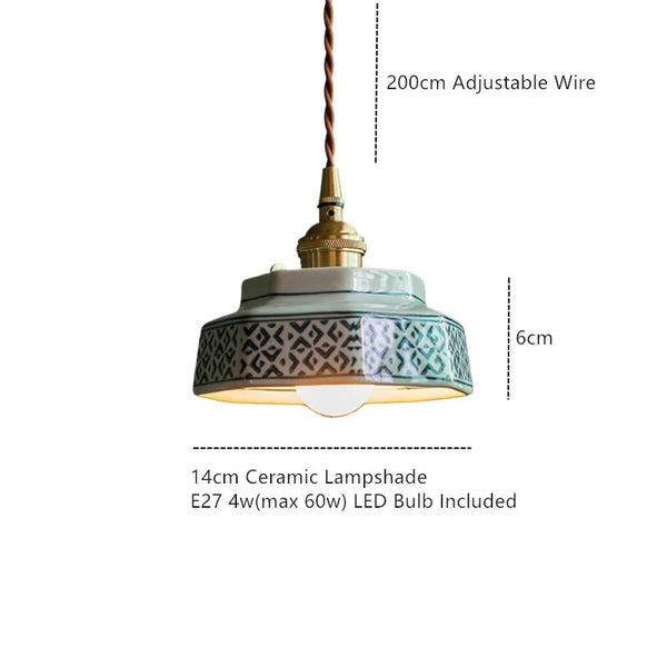 Elise Modern Hand-Painted Ceramic Pendant Light for Kitchen & Dining