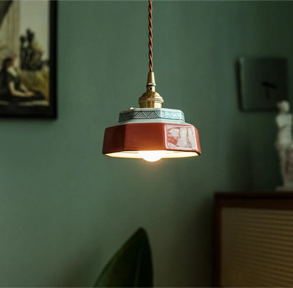 Elise Modern Hand-Painted Ceramic Pendant Light for Kitchen & Dining