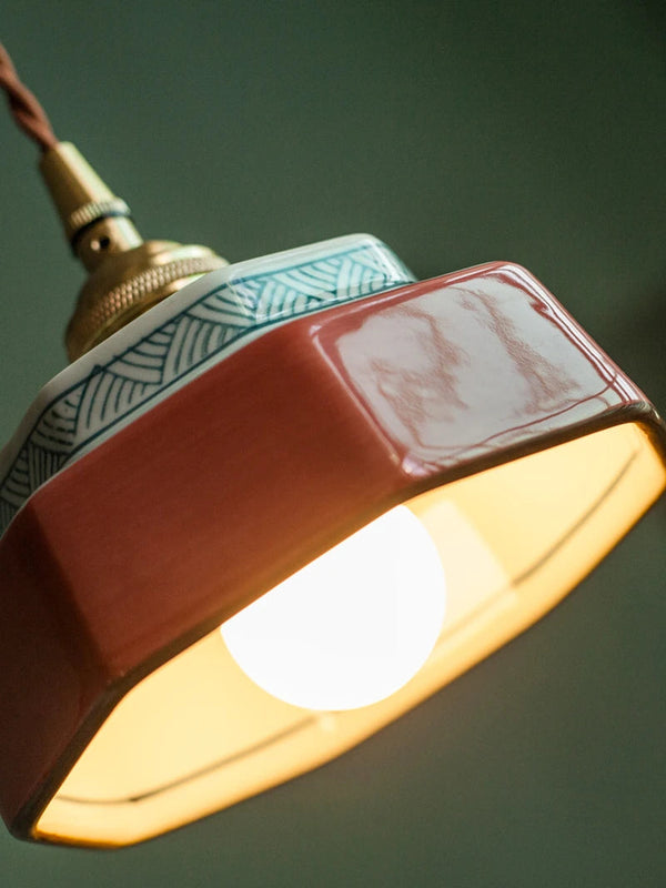 Elise Modern Hand-Painted Ceramic Pendant Light for Kitchen & Dining