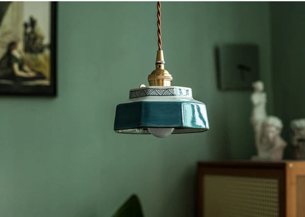 Elise Modern Hand-Painted Ceramic Pendant Light for Kitchen & Dining